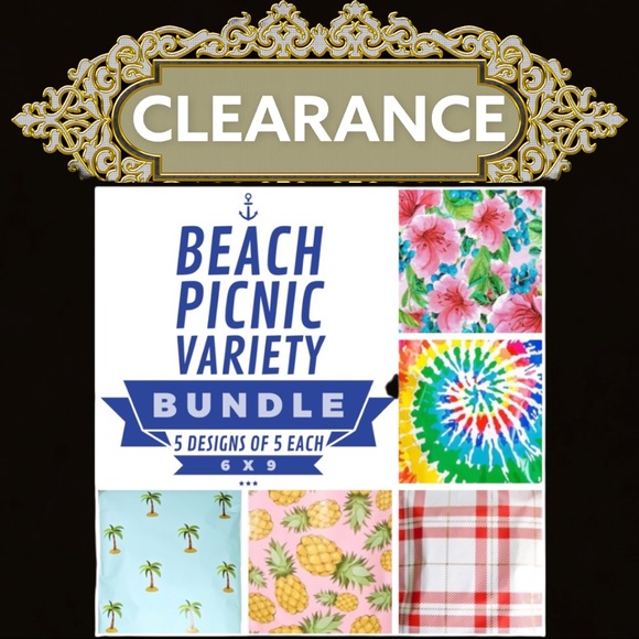 3 pack 25 6X9 Beach Picnic Poly Mailers Bundle CLEARANCE - Picture 2 of 8